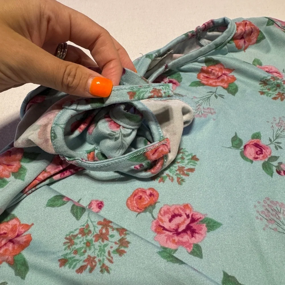 Between Girls Size 12 Floral Kids Shirt - Blue and Pink‎